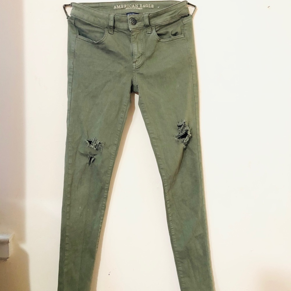 Olive American Eagle Jeggings